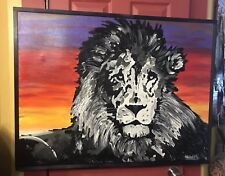 Framed canvas lion for sale  Union