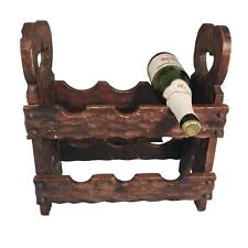 Vintage MCM Spanish Revival 6 Bottle Wood Wine Rack Rustic Spain Gothic Medieval for sale  Shipping to South Africa