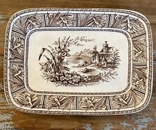 Used, Antique Grindley Daffodil Brown Transferware 12” Tray Platter Chunky Ironstone for sale  Shipping to South Africa