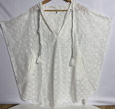 Poncho de crochê Trina Turk branco com capuz cobertura, EUA grande/XLarge comprar usado  Enviando para Brazil