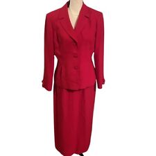 Vtg 90s Kasper A.S.L Petites Long Skirt Suit Red Blazer Sz 10P for sale  Shipping to South Africa