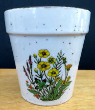 Vaso de flores pequeno de cerâmica WILDFLOWER branco com manchas marrons 31/2" H, 3" D em excelente estado usado, usado comprar usado  Enviando para Brazil