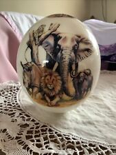 Vintage Ostrich Egg Lacquered Decoupage Africa Animals & Map 6” VGC, used for sale  Shipping to South Africa