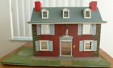 Vtg. 1970s Tin Litho Dollhouse Red Brick Colonial, 3 Dormers 2 Chimneys Lighted, used for sale  Merritt Island