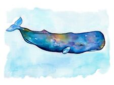 Stampa acquerello balena usato  Napoli