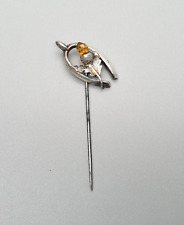 Antique Scottish Sterling Silver Wishbone & Citrine Thistle Stick Pin Hat Pin, used for sale  Shipping to South Africa