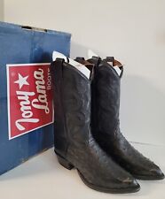 Used, TONY LAMA BLACK FULL QUILL OSTRICH & LEATHER COWBOY BOOTS #8233 MEN'S 9.5 EE for sale  Shipping to South Africa