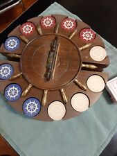 Antique clay ships wheel poker set:  Red White and Blue for sale  Shipping to South Africa