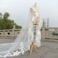 Usado, Véus de casamento catedral marfim branco 3M longo borda de renda véu de noiva sem pente comprar usado  Enviando para Brazil