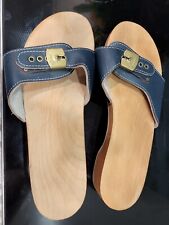 Vintage Dr Scholls Blue Wooden Exercise Sandals Shoes Clog Size 8 Austria, used for sale  Lewisville