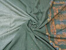 Vestido textil flores sari verde añada Georgette usado sari SI22511 comprar usado  Enviando para Brazil