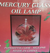 Mercury Glass Oil Lamp Poinsettia Design Used But Complete MGA-PNS, used for sale  Shipping to South Africa