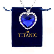 Collar Colgante Titanic Corazón del Océano Azul Real Cristal Grande 18" con Bolsa segunda mano  Embacar hacia Mexico