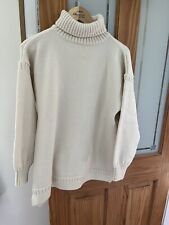 WOOLOVERS CREAM GUERNSEY Jumper SWEATER Size Medium 100% Wool Roll Neck for sale  Shipping to South Africa