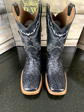 Rodeio masculino couro genuíno cowboy biqueira quadrada preta botas touro cachorro feito à mão, usado comprar usado  Enviando para Brazil