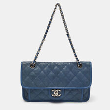 Bolsa Chanel azul acolchoada couro caviar CC French Riviera Flap comprar usado  Enviando para Brazil