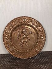 Copper Wall Hanging Plate Plaque Lion Rampant  23cm Diameter, used for sale  Shipping to South Africa