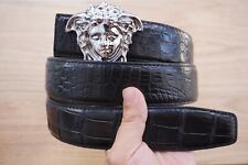 W 1.5" Black Real Alligator CROCODILE Belly Leather SKIN Men's Belt + Buckle for sale  Shipping to South Africa