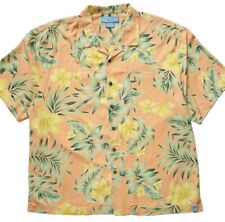 Camisa havaiana masculina BERMUDA BAY 2XL botão para cima XXL floral 100% seda laranja amarelo comprar usado  Enviando para Brazil