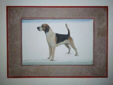Beagle Dog Animal Painting Handmade Miniature Artwork On Paper With Border for sale  Shipping to Canada