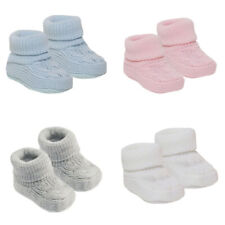 Baby Booties Soft Knitted Bootees Pink Blue Grey Boy Girl Newborn 0-3 Months for sale  Shipping to South Africa