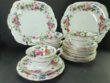 Used, Beautiful Antique Floral Bone China Part Tea Set Cups Saucers Plates for sale  Shipping to South Africa