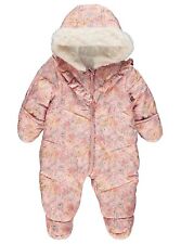 TRAJE DE NEVE BEBÊ MENINAS ROSA FLORAL ACOLCHOADO COM CAPUZ CASACO EX LOJA DO REINO UNIDO 0M A 24M NOVO comprar usado  Enviando para Brazil