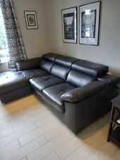 Used, Black Leather Corner Sofa L Shaped for sale  WESTON-SUPER-MARE