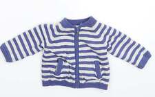 Merc Baby Blue Striped Cotton Cardigan Jumper Size 0-3 Months Zip, used for sale  Shipping to South Africa