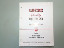  1958 NUFFIELD UNIVERSAL TRACTOR LUCAS QUALITY EQUIPMENT LIST & SPARE PARTS LIST for sale  Shipping to Canada