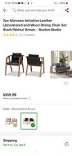 Baxton Studio Marcena Black Leather and Brown Finished Wood Dining Chair Set for sale  Shipping to South Africa