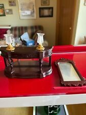 Mesa vintage miniatura para casa de muñecas de madera con 2 lámparas y espejo segunda mano  Embacar hacia Mexico
