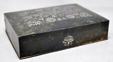 Antique Iron Silver Leaf Bidri Painting Supari Betel Nuts Box Original Old Fine , used for sale  Shipping to Canada