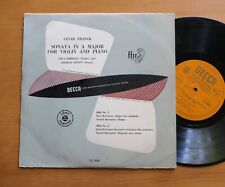 Usado, LX 3056 Franck Violin Sonata Lola Bobesco Jacques Genty Decca 10" Vinyl ED1 O/G comprar usado  Enviando para Brazil