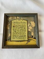 Used, 1930's Art Deco Motto Poem Print "Old Fashioned Friendship" Period Frame for sale  Shipping to South Africa