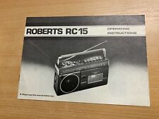 Vintage Rara "Roberts RC15 Radio en Funcionamiento Instrucciones "Cajetilla (Ll segunda mano  Embacar hacia Argentina