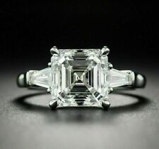 2.70 Ct Asscher Cut Lab Created Diamond Engagement Wedding Ring 14K White Gold, used for sale  McKinney