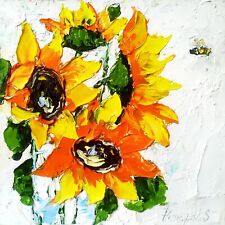 Pintura al óleo impresionismo de girasoles arte original segunda mano  Embacar hacia Argentina