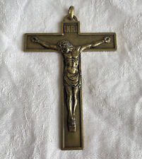 Vintage French pectoral cross Bronze 3.5” Crucifix Necklace Alter server Gold for sale  Shipping to South Africa