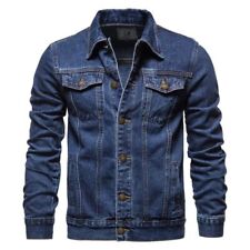2023 Men Solid Lapel Denim Jackets Fashion Motorcycle Jeans Jacket Slim Fit Coat for sale  Shipping to South Africa