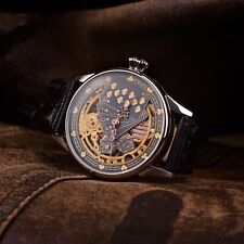Relógio esqueleto masculino vintage mostrador gravado movimento suíço aço inoxidável 43mm comprar usado  Enviando para Brazil