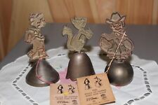 Vintage Lot of 3 Brass Bells of Sarna India With Country Theme Check this Out! for sale  Findlay