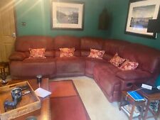 Large Corner Sofa Unit 4 Seater Two Recliners  Red fabric  for sale  NORTHAMPTON