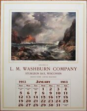 Usado, Calendario de publicidad Sturgeon Bay & Sawyer, WI 1913/11x14 póster: tienda Washburn segunda mano  Embacar hacia Argentina