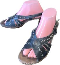 TSONGA South African Leather Sandals Sling Back Block Heel Size 41 Hand Stitched for sale  Shipping to South Africa