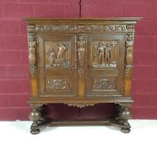 Oak Double Door Sideboard On Raised Legs Dutch Antique Heavily Carved - F26 for sale  Shipping to South Africa