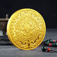 Colección de monedas conmemorativas de regalo azteca maya chapada en oro con caja de plástico segunda mano  Embacar hacia Argentina