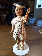 Vintage Native American 7.5" Doll. With Bow And Stand, used for sale  Shipping to South Africa