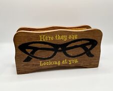 Vintage Wooden Cat Eye Glasses Holder Here They Are Looking at You Retro Taiwan, used for sale  Shipping to South Africa