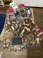 SCHLEICH HORSES LOT:* INCLUDING SADDLES,PEOPLE,RIDERS,FARM ANIMALS, STALLS, ETC for sale  Shipping to South Africa